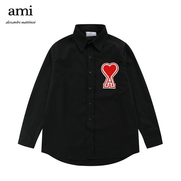 Ami Paris 愛心A字母經典純色襯衣