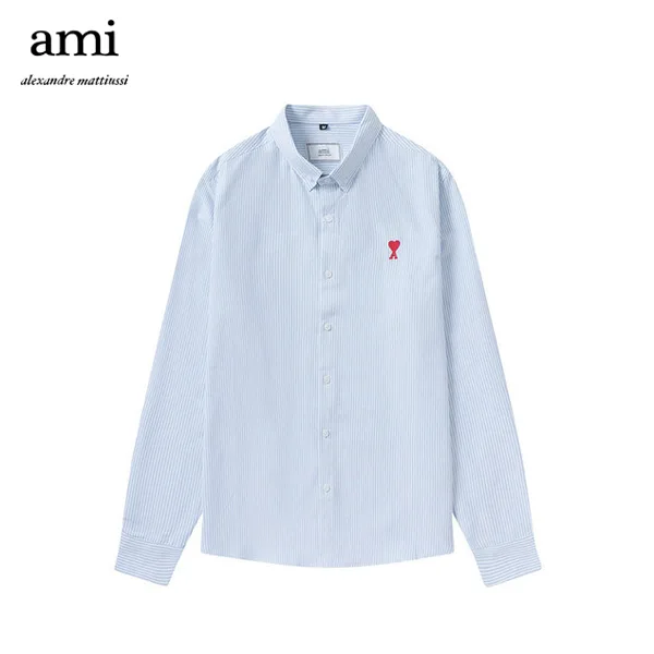 Ami Paris長袖襯衫條紋藍紅