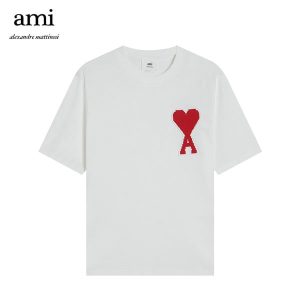 【經典5色】Ami Paris男女同款短袖大章仔愛心字母logo圓領T恤情侶套頭上衣多色